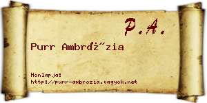 Purr Ambrózia névjegykártya
